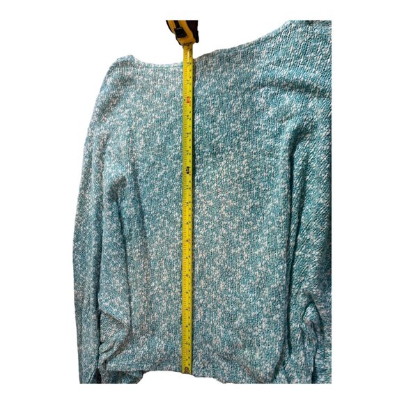 Soprano Womens Cropped Top Knit Large Turquoise White Long Sleeve Cottagecore - Picture 7 of 9